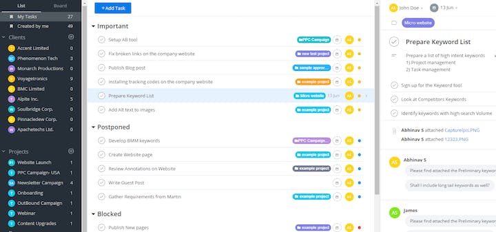 screenshot of client flow's shared email account software