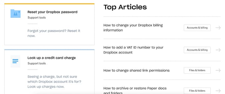 dropbox knowledge base example