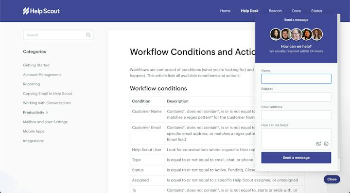 Help Scout Screenshot: HS Docs Beacon