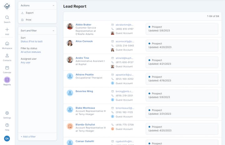 Product Screenshot: Less Annoying CRM