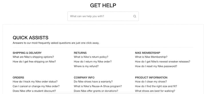 nike knowledge base example