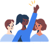 Illustration: Black woman raising a hand