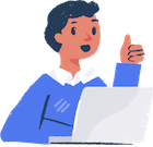 Illustration: Person on laptop giving a thumbs-up